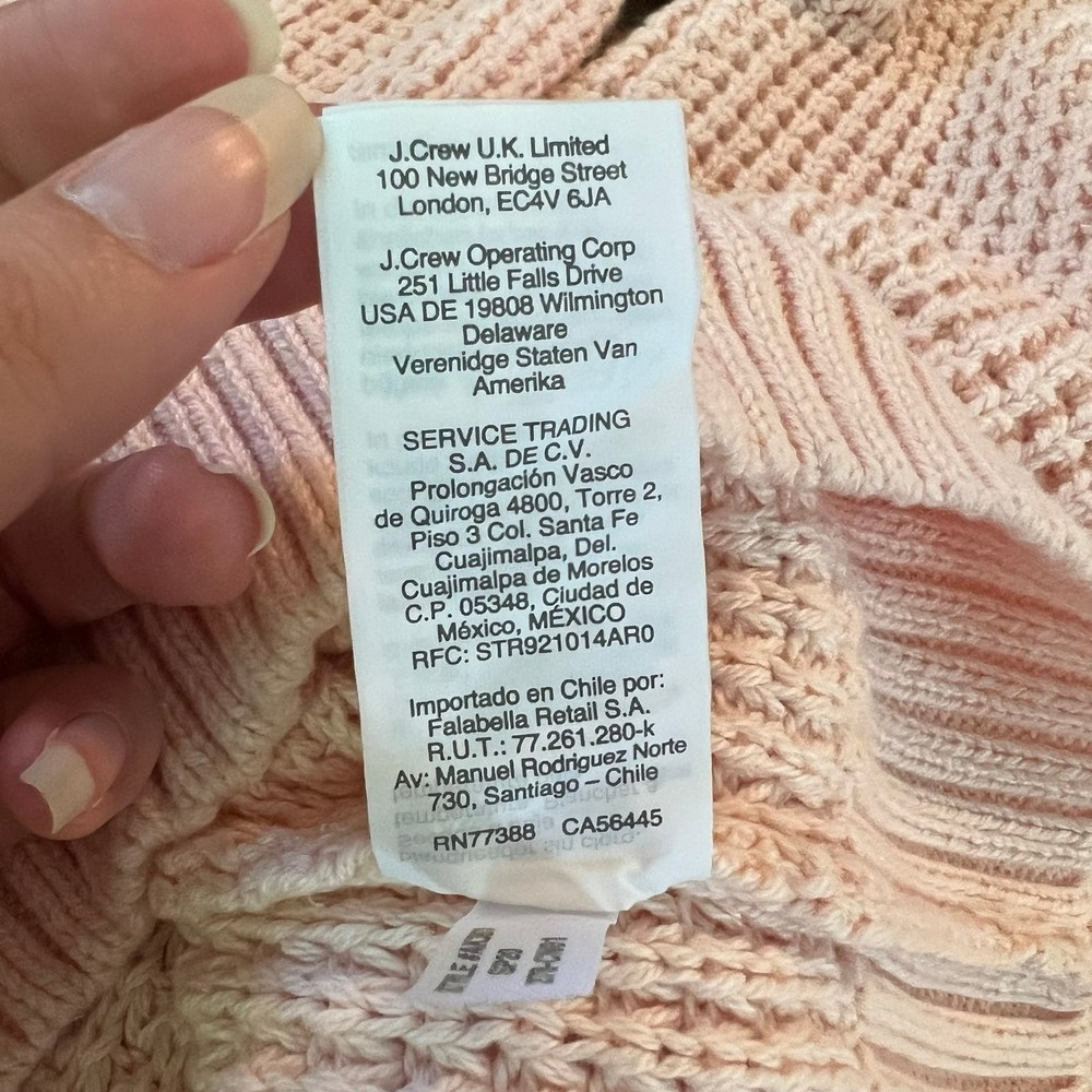J.Crew Cotton Crochet Knit V-Neck Sweater Blush Pink XS - Picture 12 of 14
